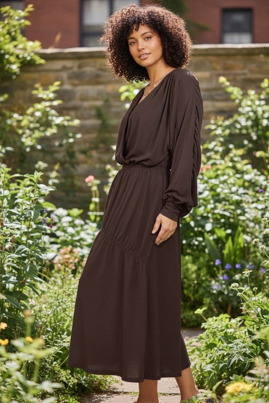NWT Zara ruched sleeve midi dress